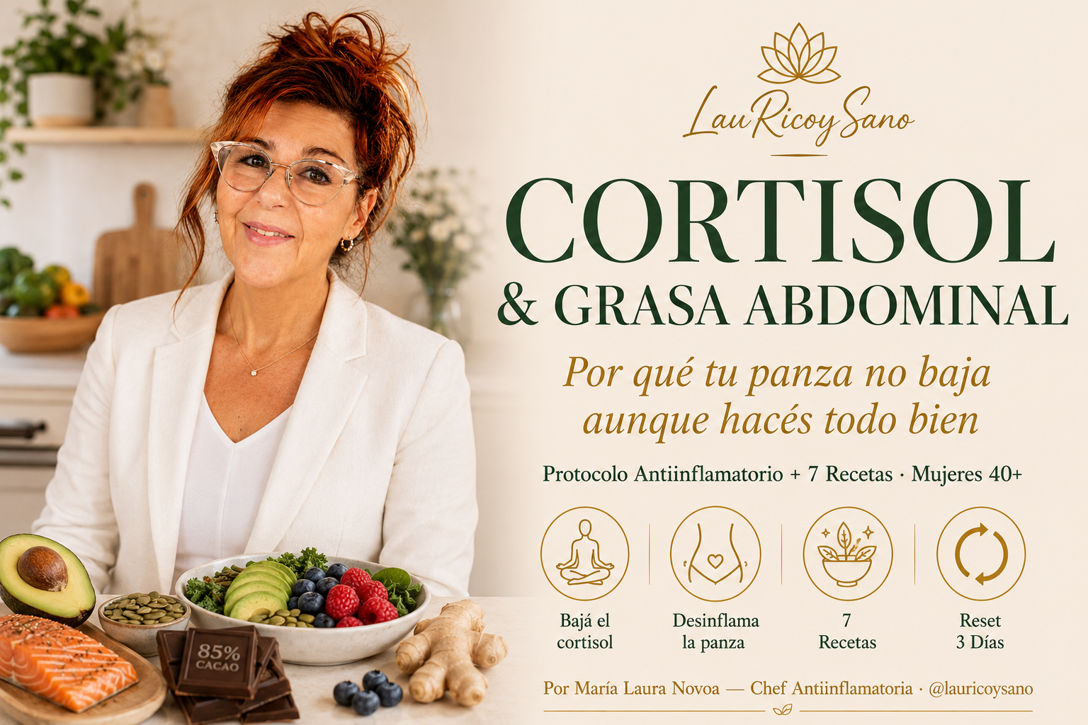 Cortisol & Grasa Abdominal — El protocolo antiinflamatorio  para bajar la panza que no baja